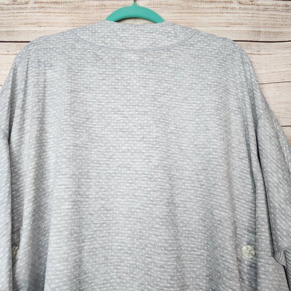 Cabi Women's Sweater Size M/L Gray White Open Front Circle Cardigan - Picture 11 of 15